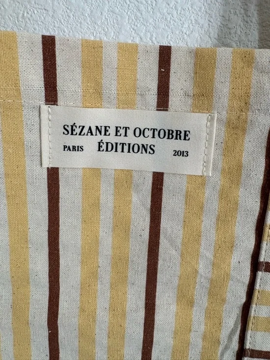 Sezane Yellow and Brown Striped Canvas Tote - Picture 2 of 5